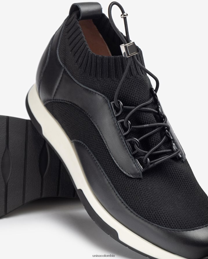 co Unisa mujer Zapatilla deportiva de piel y tejido a juego negro F0X80H675
