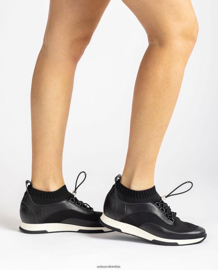 co Unisa mujer Zapatilla deportiva de piel y tejido a juego negro F0X80H675