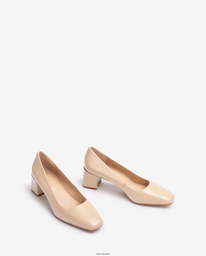 co Unisa mujer bomba con un tacón ancho beige F0X80H552