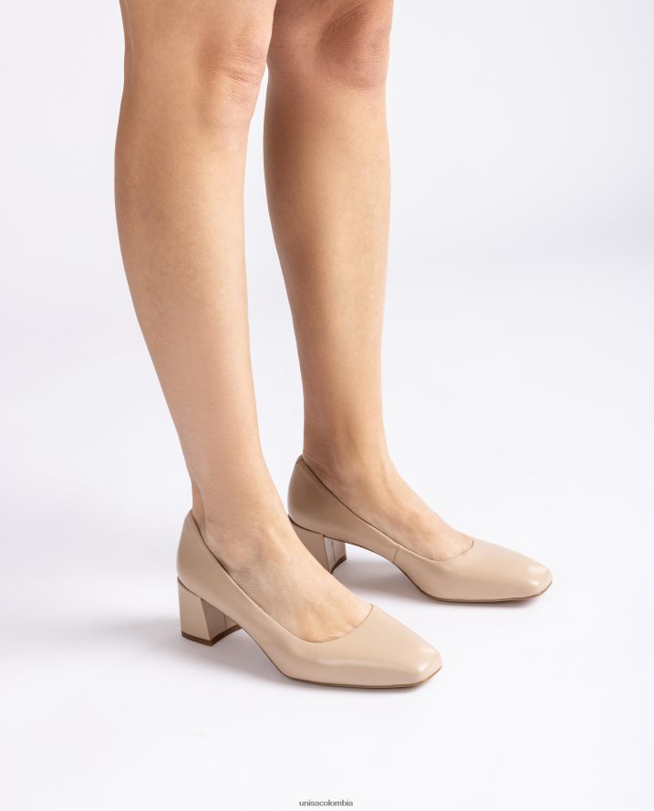 co Unisa mujer bomba con un tacón ancho beige F0X80H552