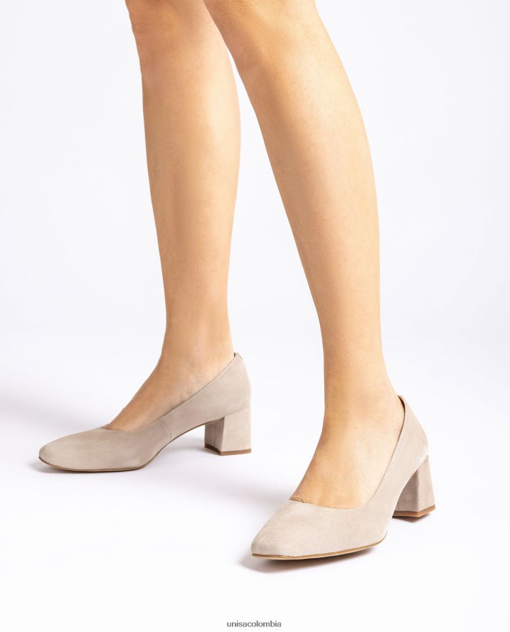 co Unisa mujer bomba con un tacón ancho beige F0X80H568