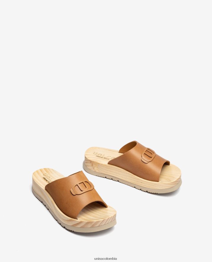 co Unisa mujer sandalia con suela efecto madera marrón F0X80H351