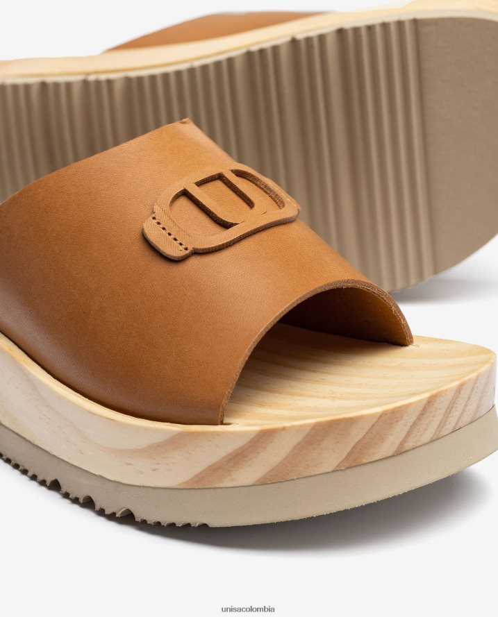 co Unisa mujer sandalia con suela efecto madera marrón F0X80H351