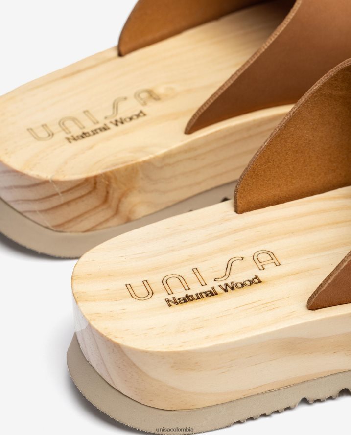 co Unisa mujer sandalia con suela efecto madera marrón F0X80H351