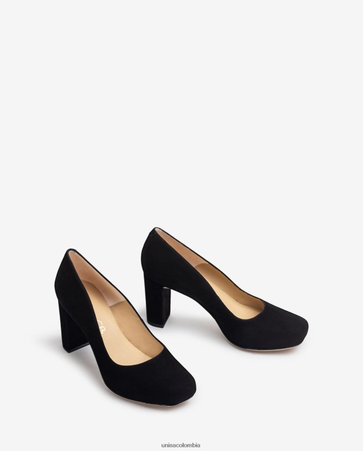 co Unisa mujer zapatos de salón con plataforma y punta cuadrada negro F0X80H595