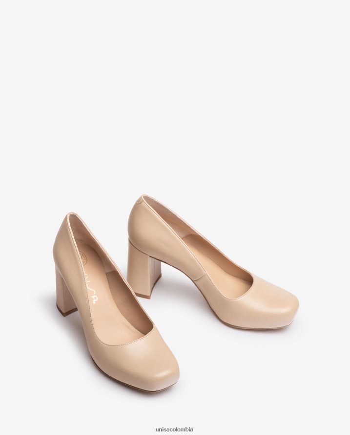 co Unisa mujer zapatos de salón con punta cuadrada y plataforma beige F0X80H564