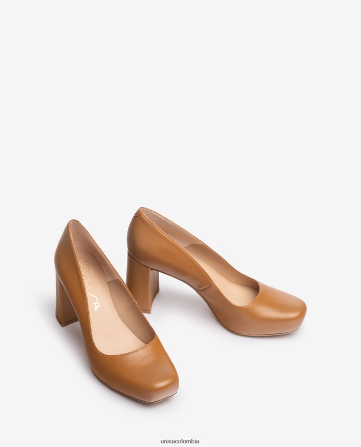 co Unisa mujer zapatos de salón con punta cuadrada y plataforma marrón F0X80H563
