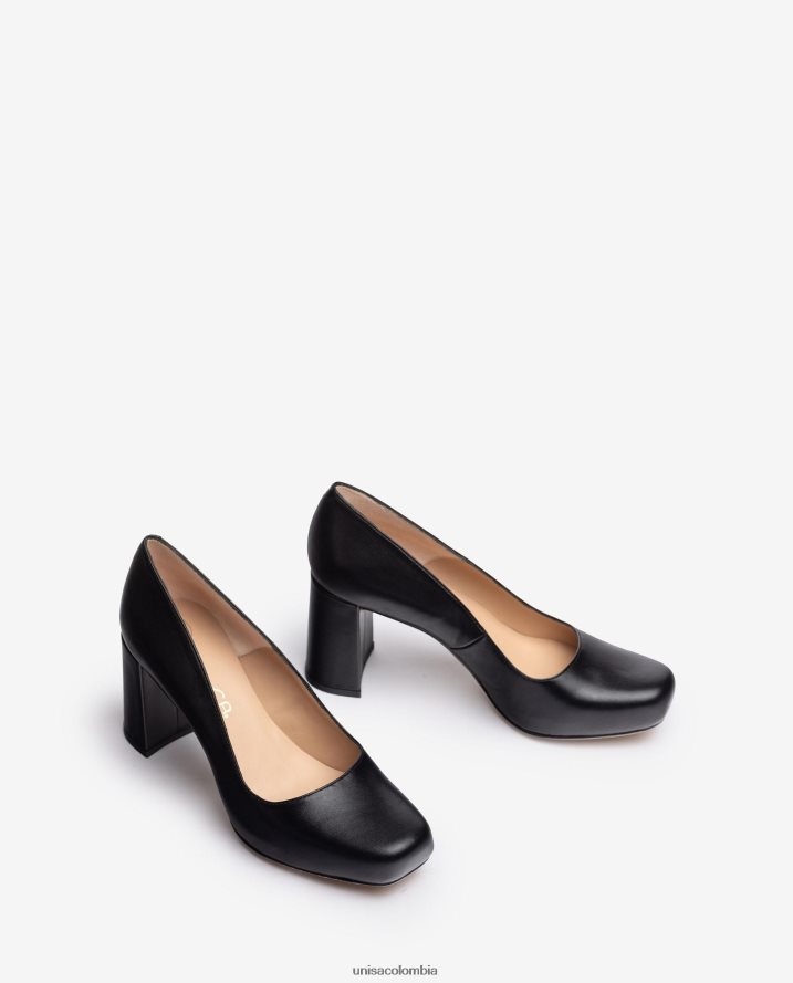 co Unisa mujer zapatos de salón con punta cuadrada y plataforma negro F0X80H578