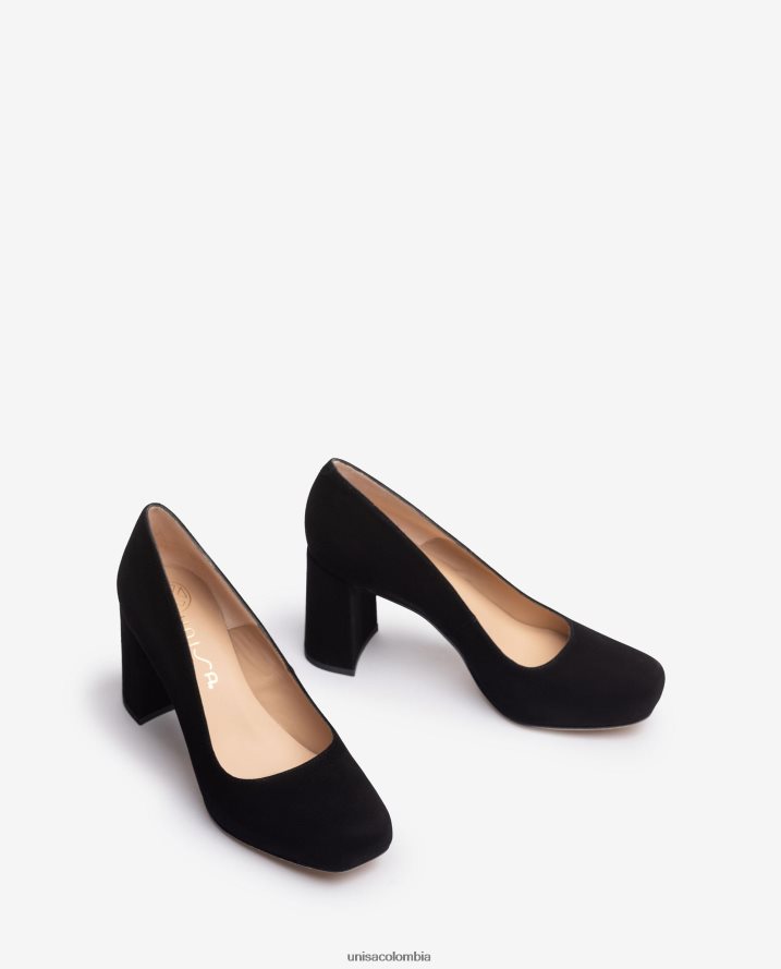 co Unisa mujer zapatos de salón con punta cuadrada y plataforma negro F0X80H579