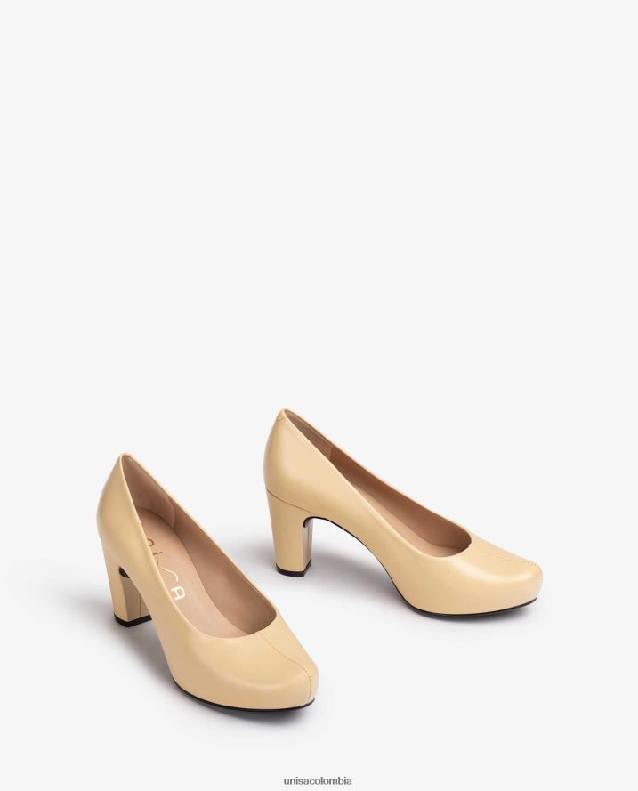 co Unisa mujer zapatos de salón de piel con detalle de costuras beige F0X80H585
