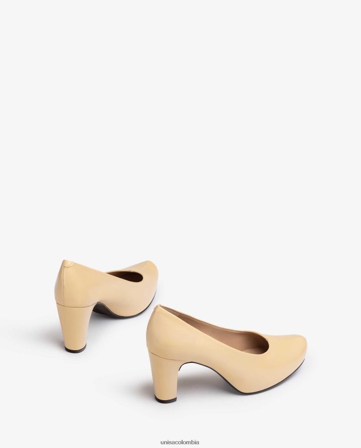 co Unisa mujer zapatos de salón de piel con detalle de costuras beige F0X80H585