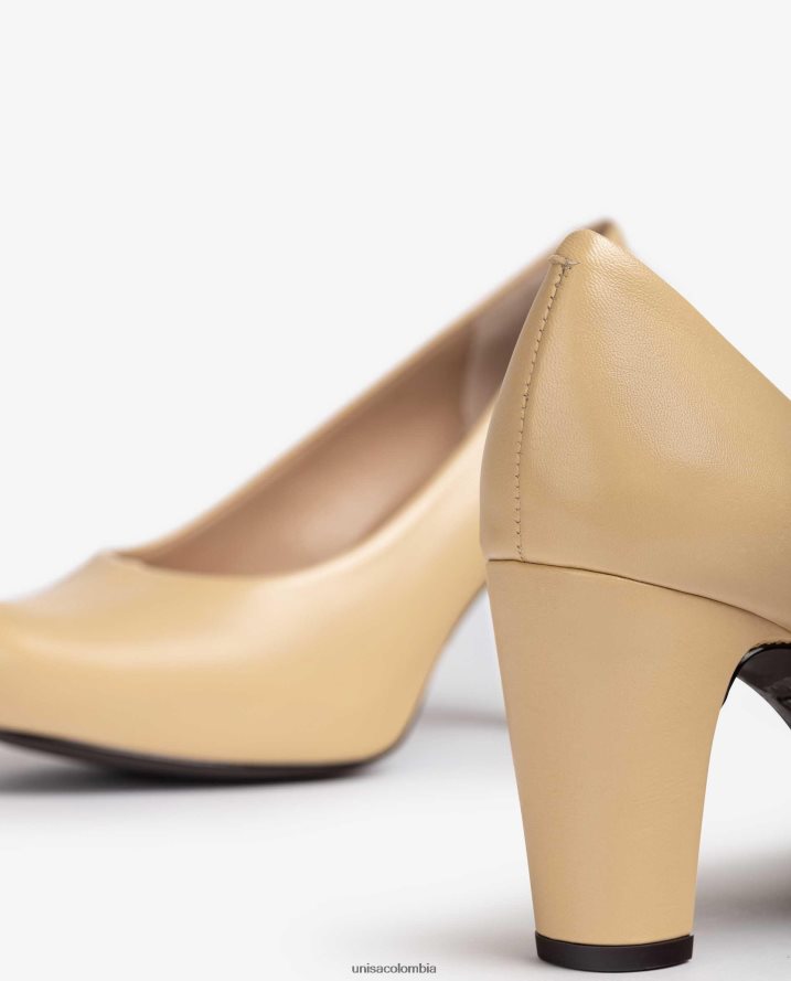 co Unisa mujer zapatos de salón de piel con detalle de costuras beige F0X80H585
